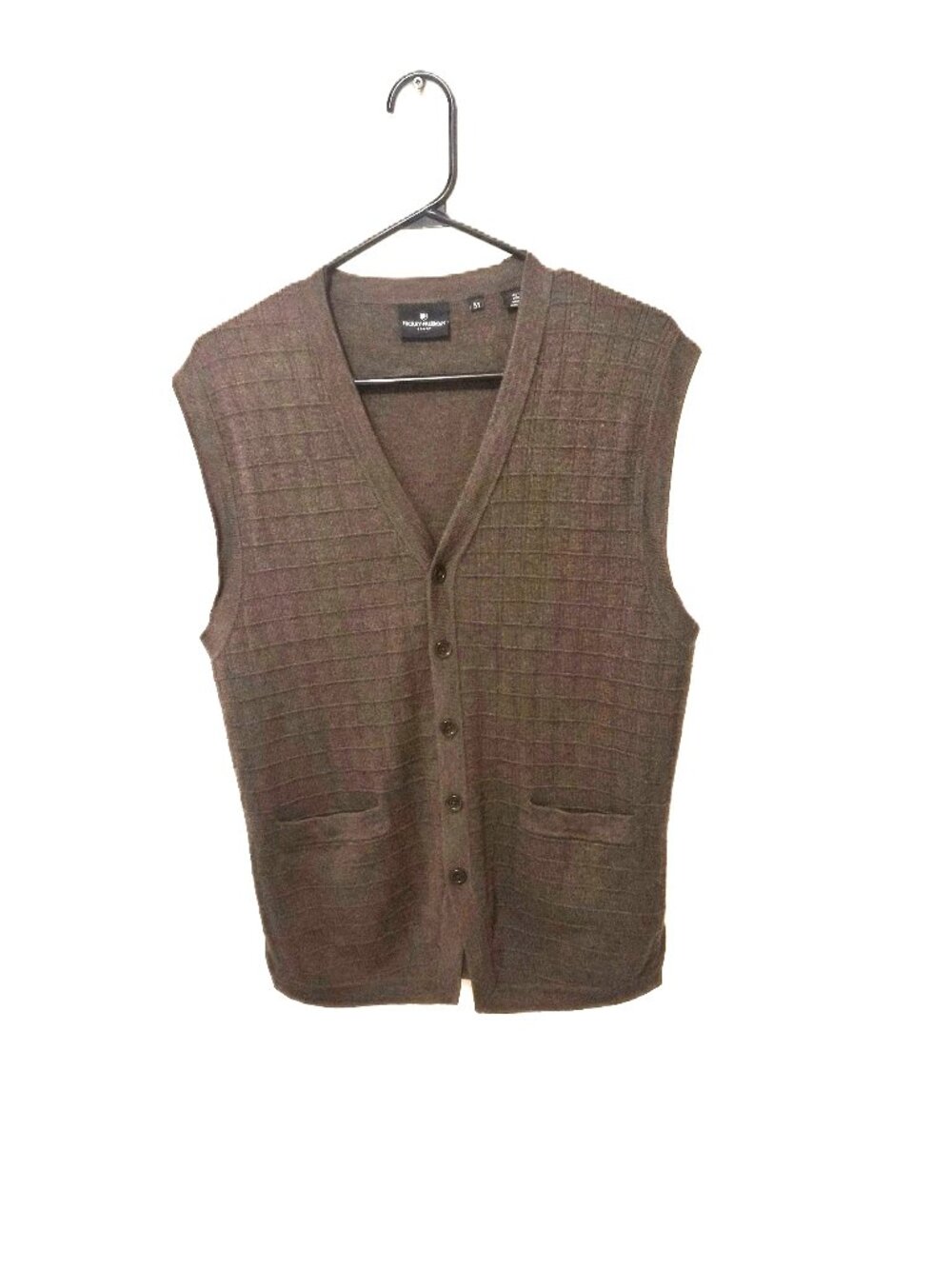VTG Hickey-Freeman Sport 100% Wool Waffle Knit Cardigan Preppy Grandpa Normcore
